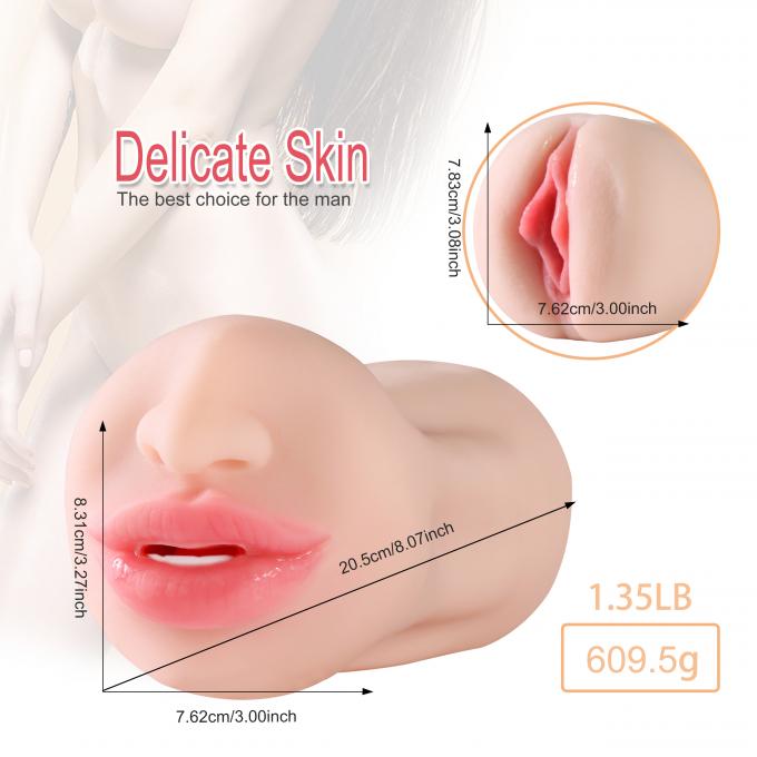 2 In 1 Realistic Vagina 3D Textured With Sexy Mouth Tight Channel Mens Pussy Stroker 3