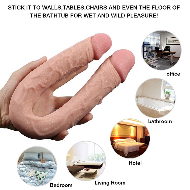 Double Ends PVC Ultra Realistic Dildo Long Cock Texture Skin Cock For Lesbian