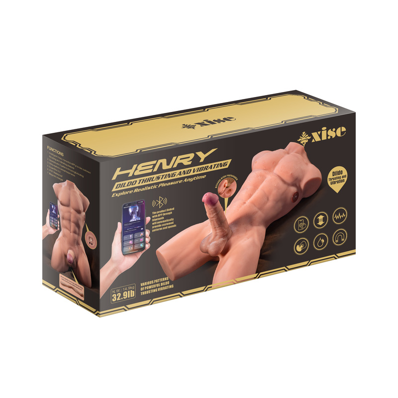 APP Controlled 15.7kg Large Male Torso Sex Toy with IPX7 Waterproof and 61cm Height Realistic Thrusting Detachable Dildo