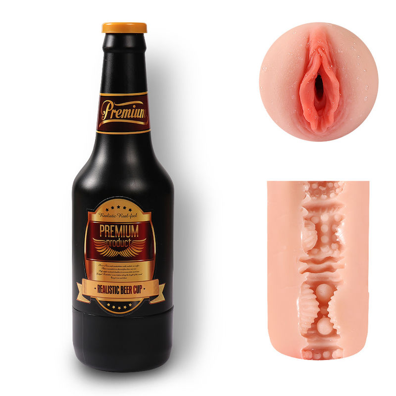 SHEQU Beer Bottle 0.40kg Manual Masturbator Toys With Realistic Pussy And Texture Channel